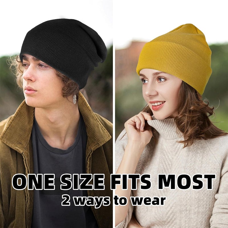 lucdnc Beanies for Men Women 2 Pack Fall Winter Men's Hats Unisex Warm Knit Skullies Beanies Soft Ski Caps - Image 3
